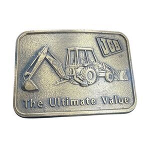 JC Bamford JCB brass The Ultimate Value vintage Men's Belt Buckle